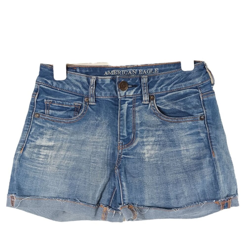 EO Super Super Stretch Distressed Denim Shorts 4